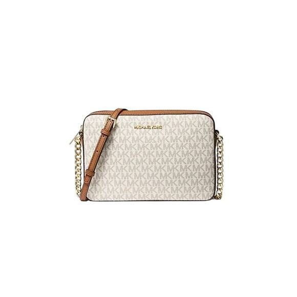 Michael Kors Jsi Large Ew Crossbody In Signature Vanilla NWT - Picture 1 of 12